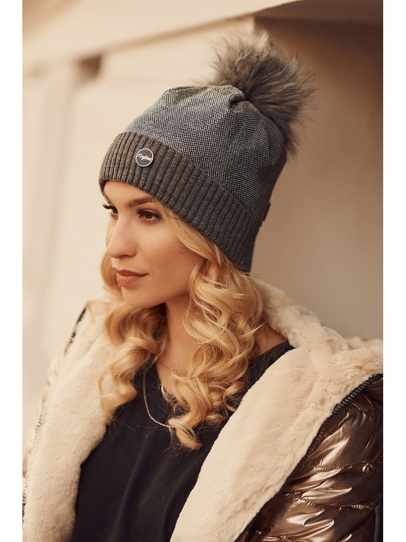 Wintermütze mit schimmerndem Faden, dunkelgrau C62 - Online-Shop - Boutique